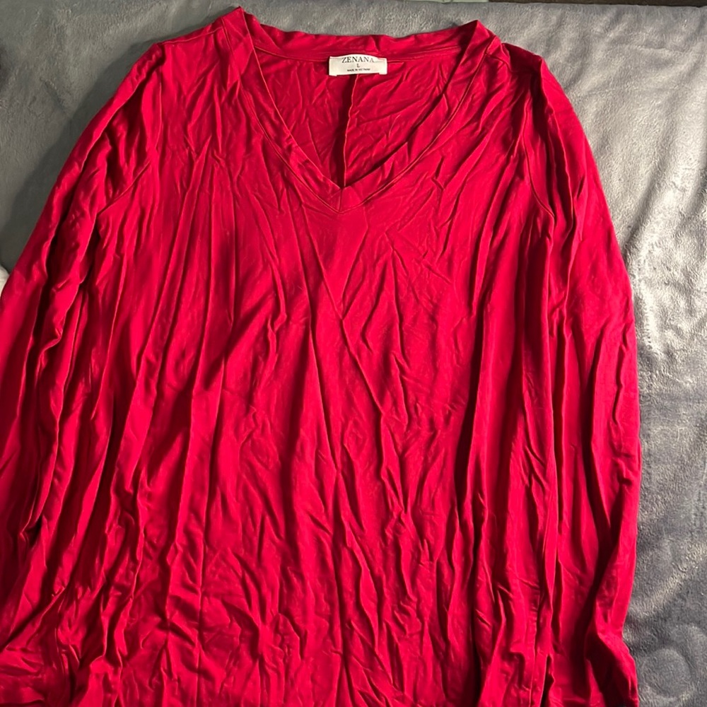 Zenana long sleeve red shirt
